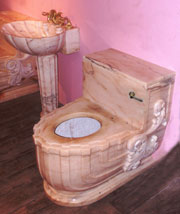 Pink marble loo and washbasin